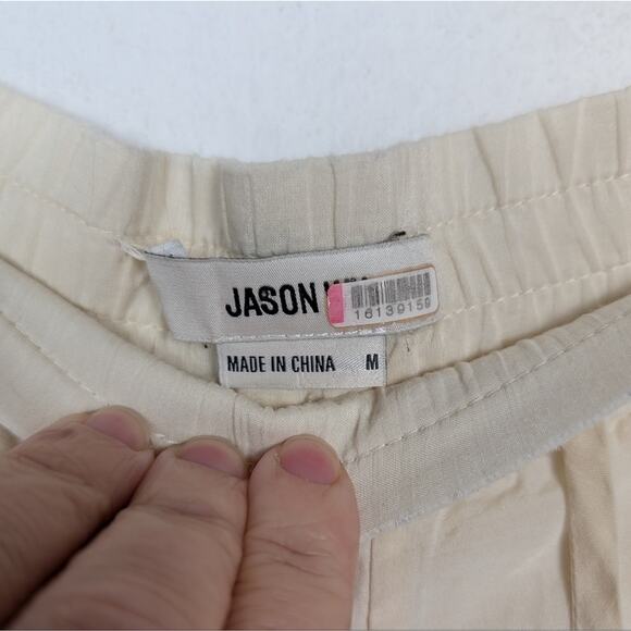 Jason Wu Cream Cotton Silk Lace Detail Drawstring Pants Size M - Picture 6 of 8